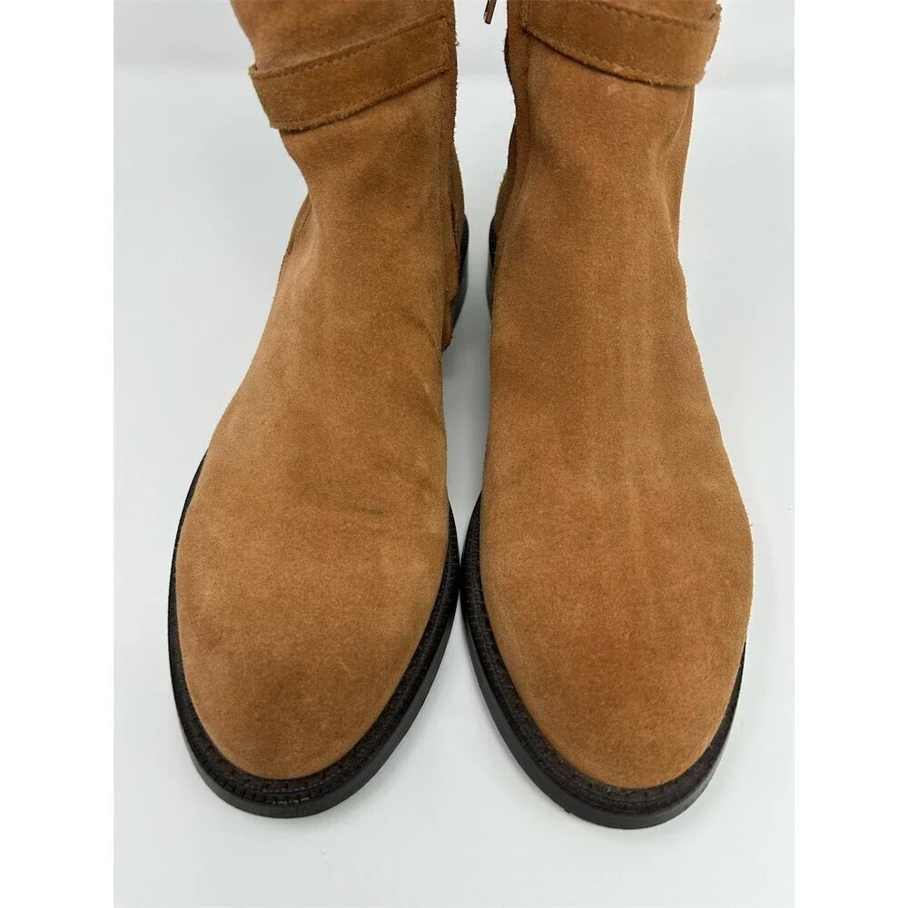 Sam Edelman Nolynn Camel Tan Heeled Ankle Booties Buckle Strap Size 10.5